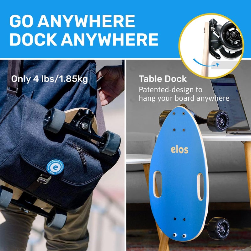 ELOS Mini Longboard Cruiser Skateboard for Adults & Kids, Lightweight Portable Wooden Board with Handle, Big Soft Wheels for Smooth Rides, Durable & Easy to Carry. Ideal for Beginners - Image 3